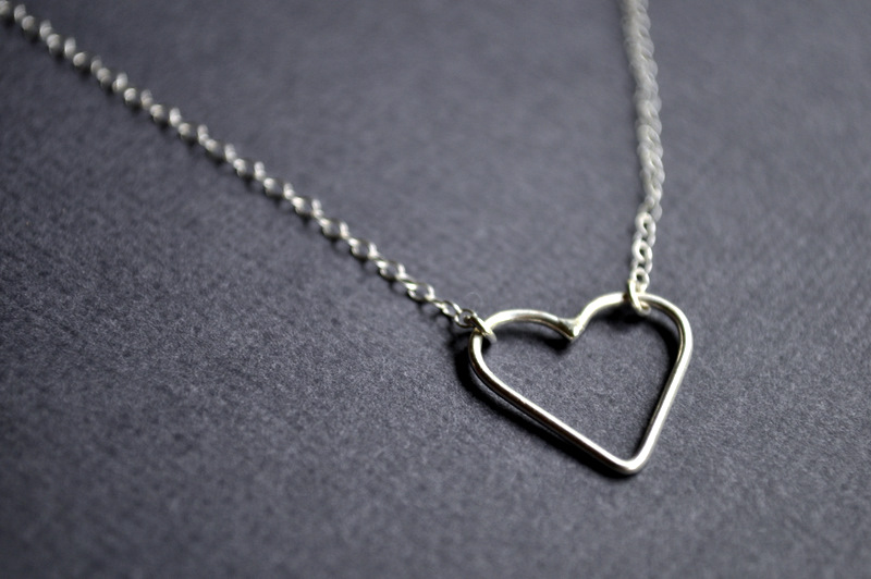 Sterling silver handforged delicate heart.