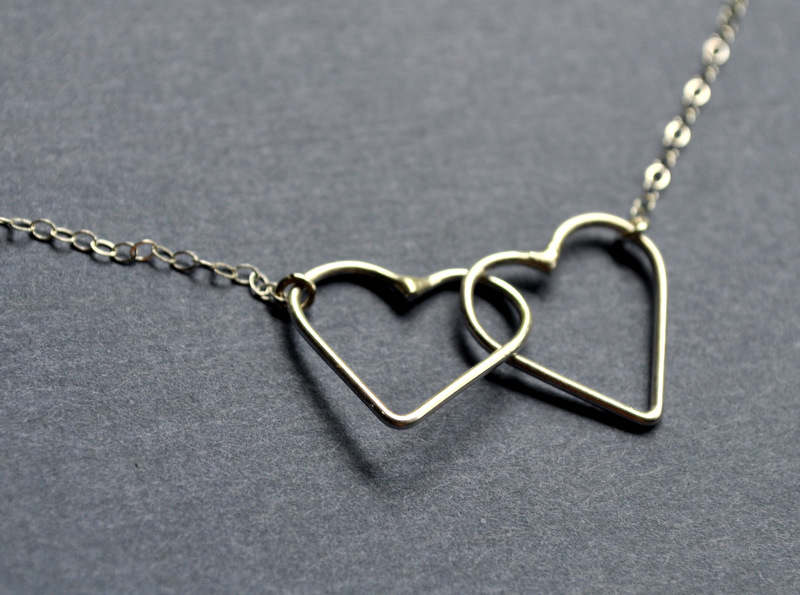 Jewellery - two hearts sterling silver, linked together. Necklace