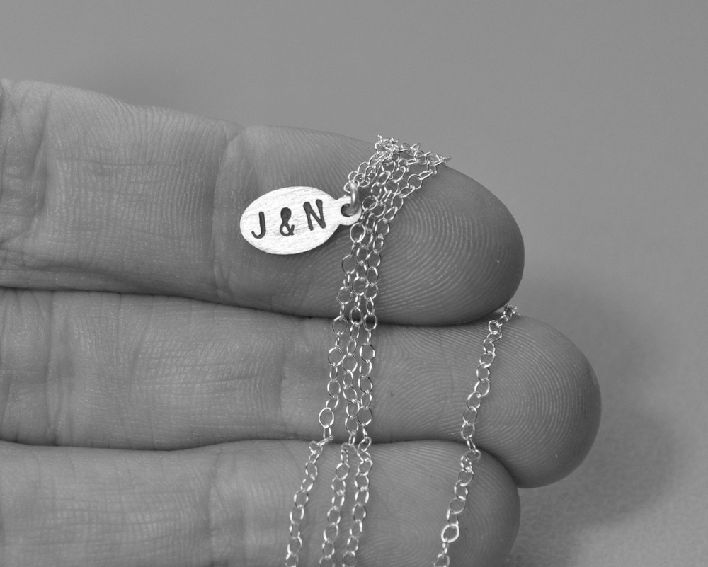 Petite Initial Necklace - Oxidised Detail - Letter and Letter (1)