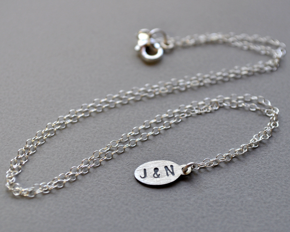 Petite Initial Necklace - Oxidised Detail - Letter and Letter (6)