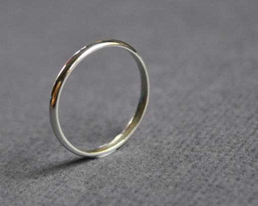 Handmade Sterling Silver High Shine Wedding Band - 2mm Wide with a Half-Round Profile