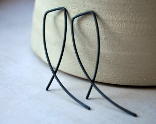 Minimalist Sterling Silver Earrings - Handmade with Oxidised Finish - Entwined - Image 2