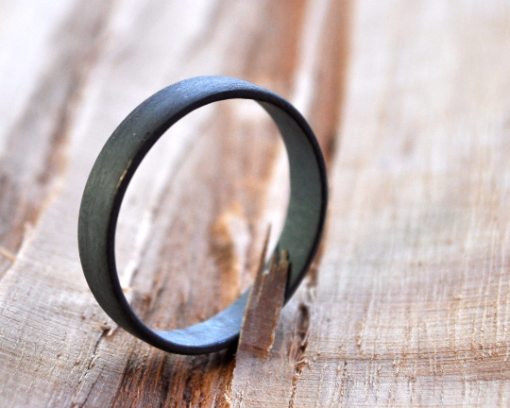 Handmade Sterling Silver Oxidised Wedding Band 3.7mm