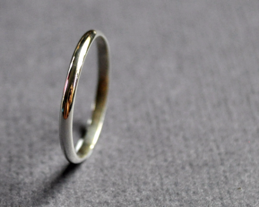 Handmade Sterling Silver High Shine Wedding Band - 2mm Wide with a Half-Round Profile - Image 2