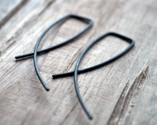 Minimalist Sterling Silver Earrings - Handmade with Oxidised Finish - Entwined