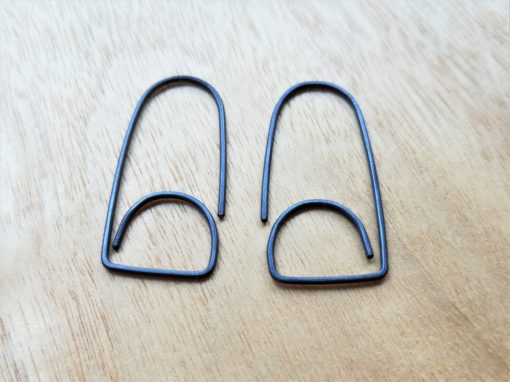 Minimalist oxidised silver threader earrings. Double Dome Mountains.