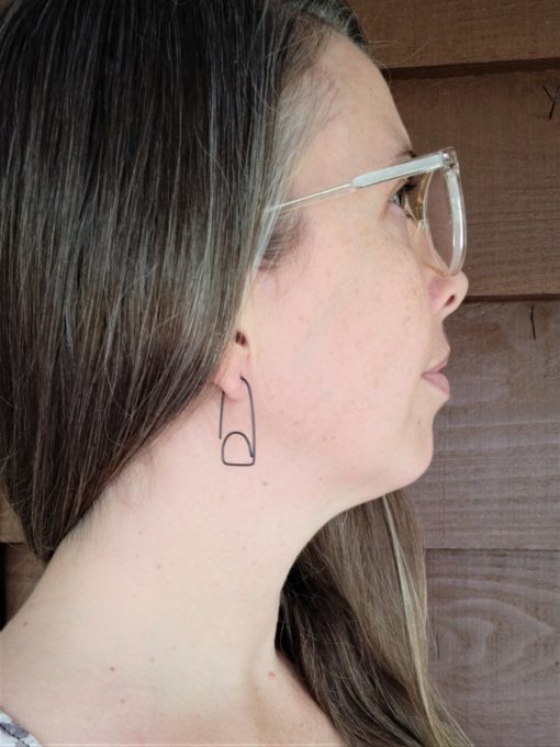 Minimalist oxidised silver threader earrings. Double Dome Mountains. - Image 7